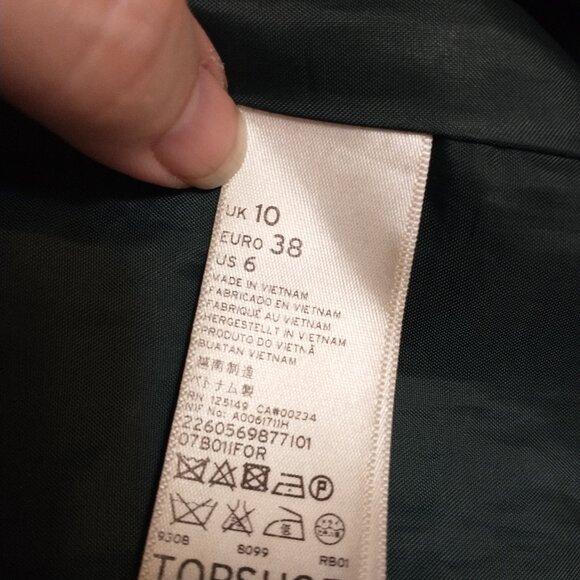 TOPSHOP GREEN WINTER PEACOAT WITH ZIPPER - Picture 4 of 4